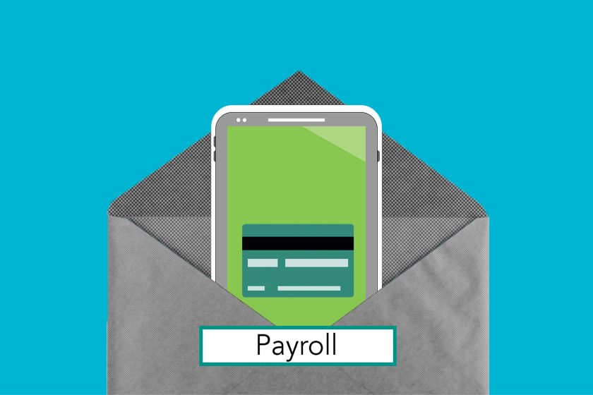 Illustration d'une application de paie sur smartphone